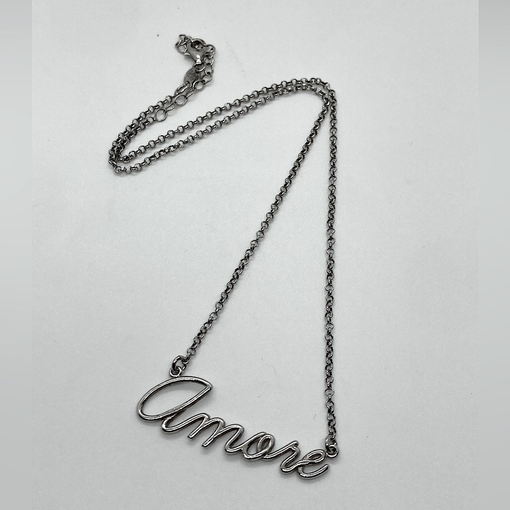 Vtg Dyadema 925 Sterling Silver 'Amore' Belcher Chain Necklace | 14” - 16” L